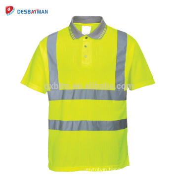 Wholesale Promotion Cheap Safety Warning High Visibility Yellow Motorcycl Polo T-shirt Orange Reflective Workwear